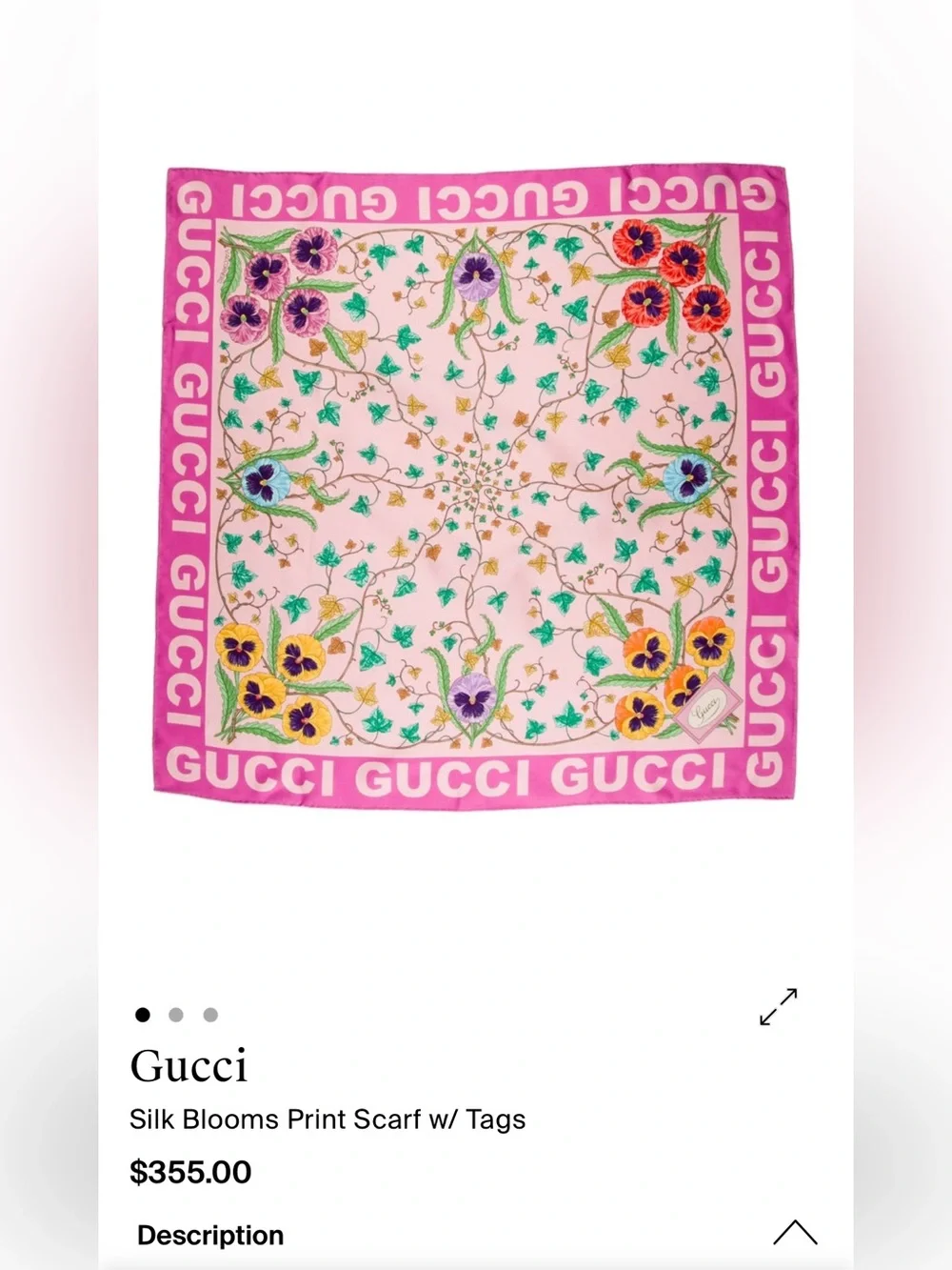 Gucci Pink Floral Silk Scarf
